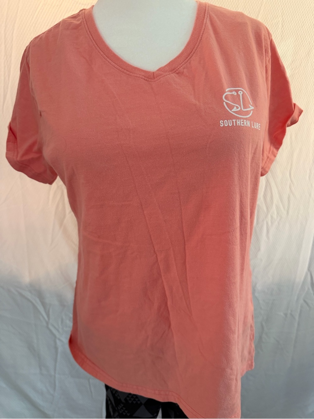 Southern Lure Coral V-Neck Short Sleeve Tee